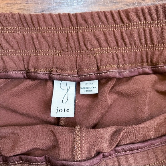 Joie • pull on pants tapered leg brown knit drawstring waist split hem jogger - Picture 4 of 10